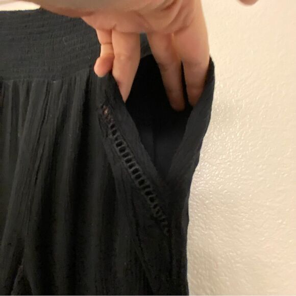 Three dots black rayon pull on gauze hi rise wide leg lounge pants size S - Picture 7 of 13